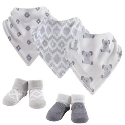 Hudson Baby Infant Cotton Bib And Sock Set 5pk