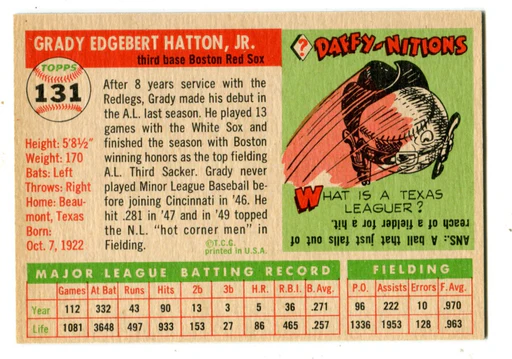 Grady Hatton 1955 Topps #131 Card