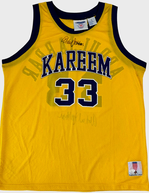 Abdul Jabbar Autographed Kareem's Choice Xl Jersey Signed Twice (jsa)