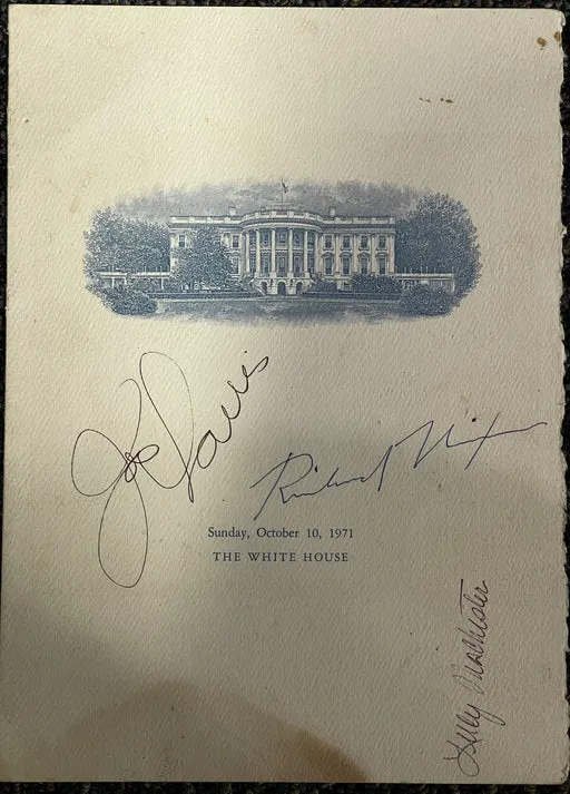 Joe Louis & Richard Nixon Autographed White House Program (jsa)