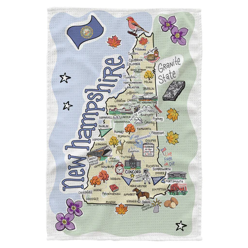 New Hampshire Single Map Kitchen Towel