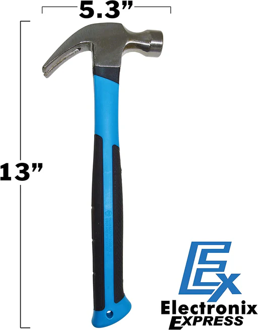 Claw Hammer With Shock Absorbing Rubberized Grip, General Purpose For Driving And Removing Nails, Diy Projects, Repair