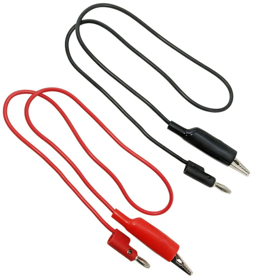 24 Inch Banana To Large Alligator Clip Test Lead Set, Includes 1 Red And 1 Black