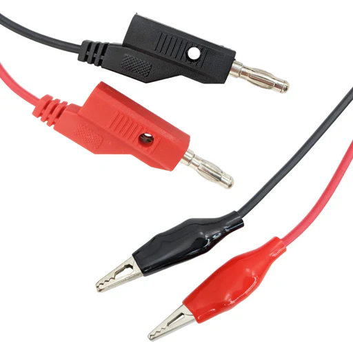 Banana Plugs To Alligator Clips Test Lead Coax Cable, Red And Black, 36" Length