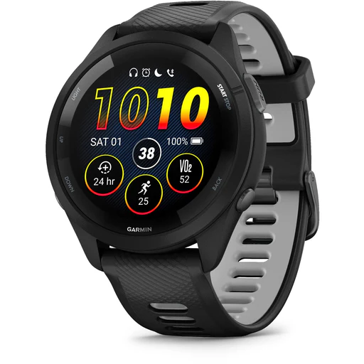 Garmin Forerunner 265 Smartwatch, Gps, 46mm, Black/powder Gray Silicone Band (010-02810-00)