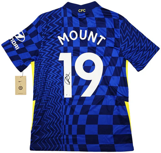 Chelsea F.c. Mason Mount Signed Blue Nike Jersey Size M In Black Beckett