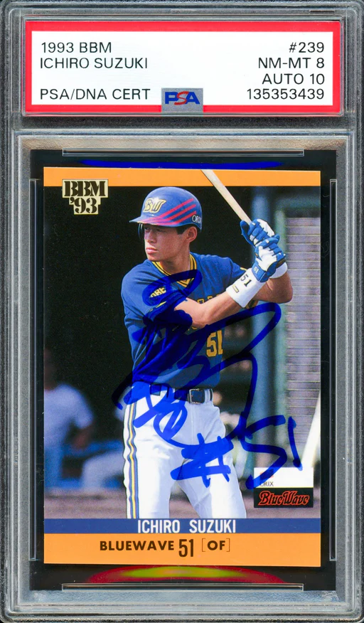 Ichiro Suzuki Auto 1993 Bbm Rc 239 Mariners Psa 8 Sig 10 "#51" In Kanji Psa/dna