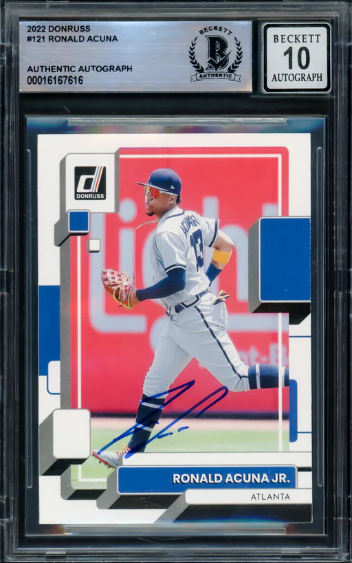 Ronald Acuna Jr. Autographed 2022 Donruss Variation Card Gem 10 Auto Beckett