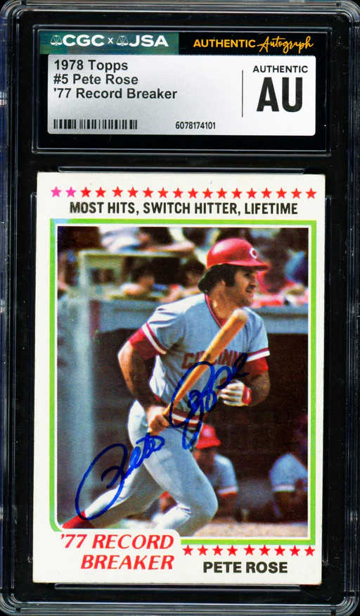 Pete Rose Autographed Signed 1978 Topps Card #5 Cincinnati Reds Cgc X Jsa