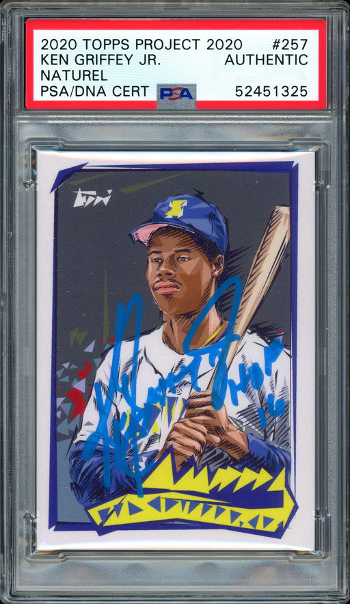 Ken Griffey Jr. Signed Topps Project 2020 Naturel Card 257 Hof 16 #1/1 Psa/dna