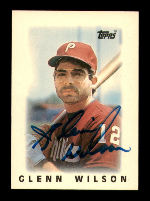 Glenn Wilson Signed 1986 Topps Mini Card 56 Philadelphia Philles