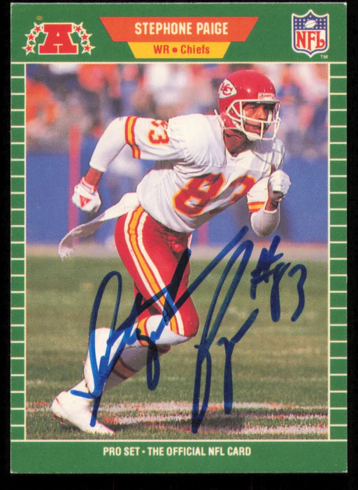 Stephone Paige Autographed Signed 1989 Pro Set Card #177 Kansas City Chiefs