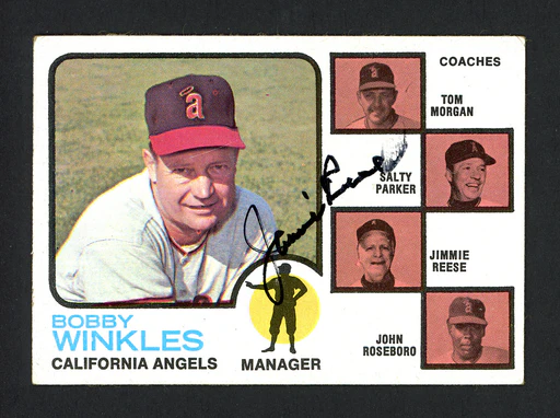 Jimmie Reese Autographed Signed 1973 Topps Card #421 Angels Coach 164118