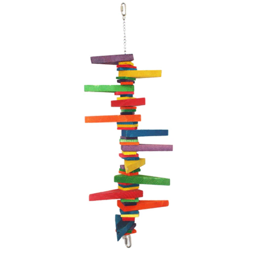A & E Cages Happy Beaks Colored Wooden Blocks Wedges Bird Toy Medium