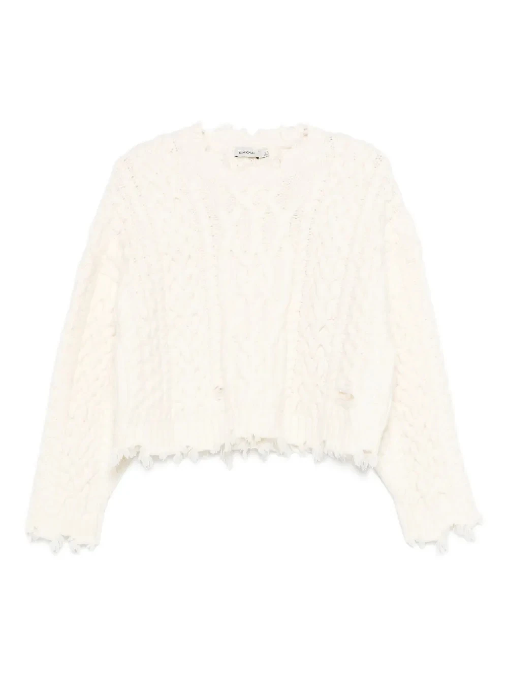 Simkhai Felix Cable-knit Frayed Knitwear | White