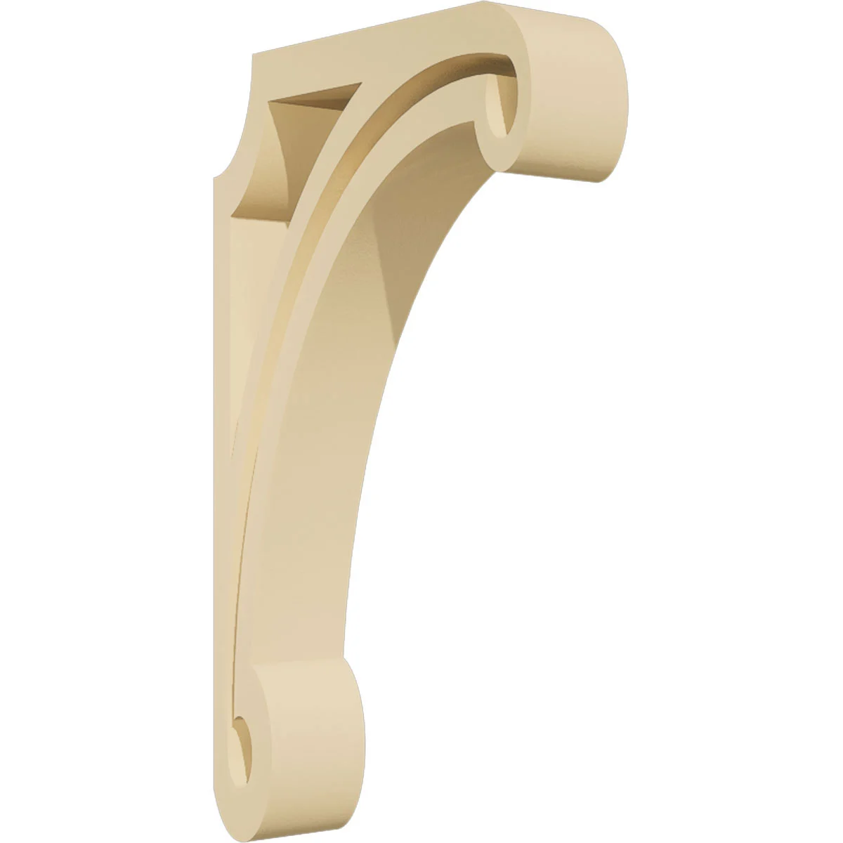 1 1/2"w X 6"d X 10"h Arch Signature Urethane Bracket, Primed Tan
