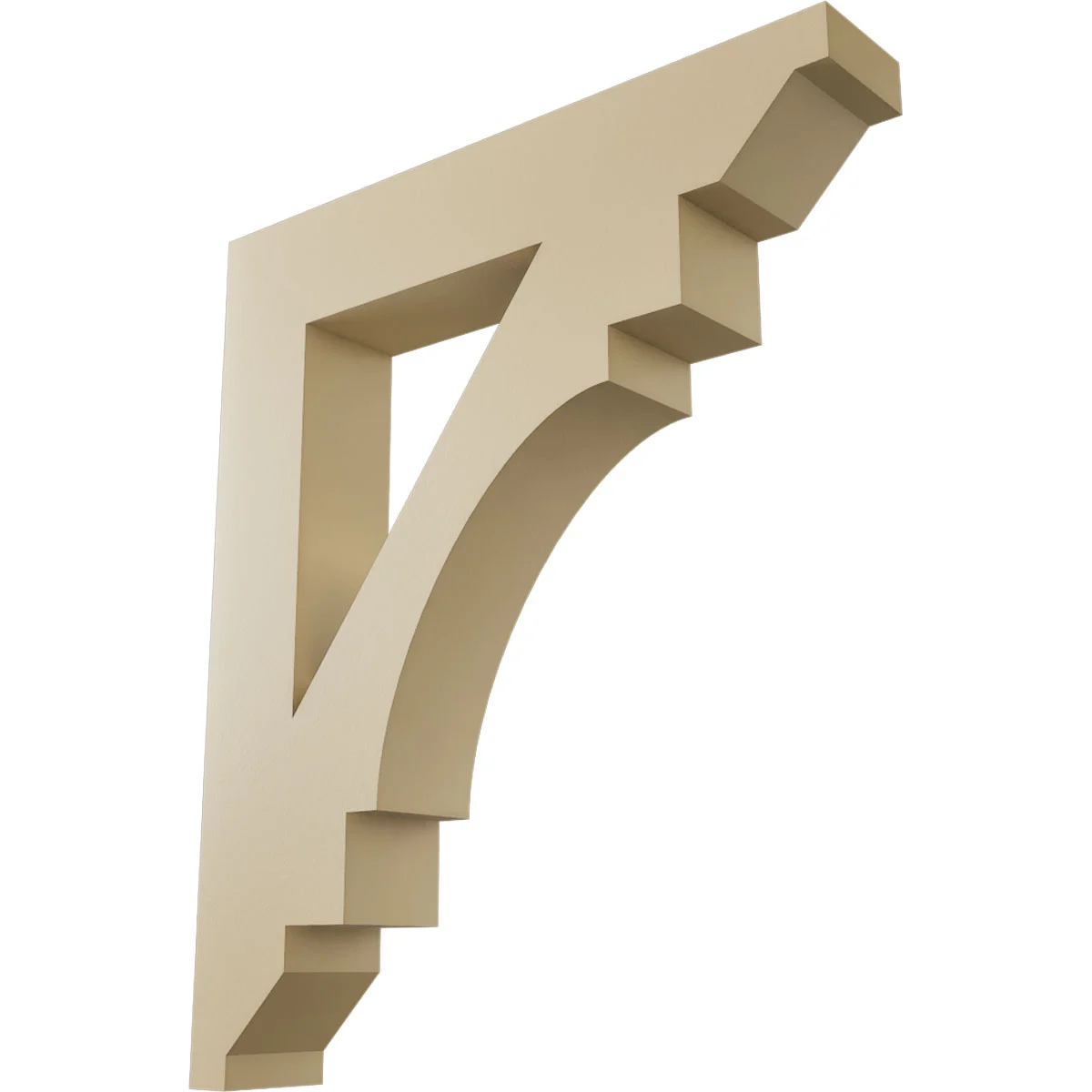 Signature Urethane Bracket, Merced Style, Step Ends, 5 1/2"w X 32"d X 38"h, Primed Tan