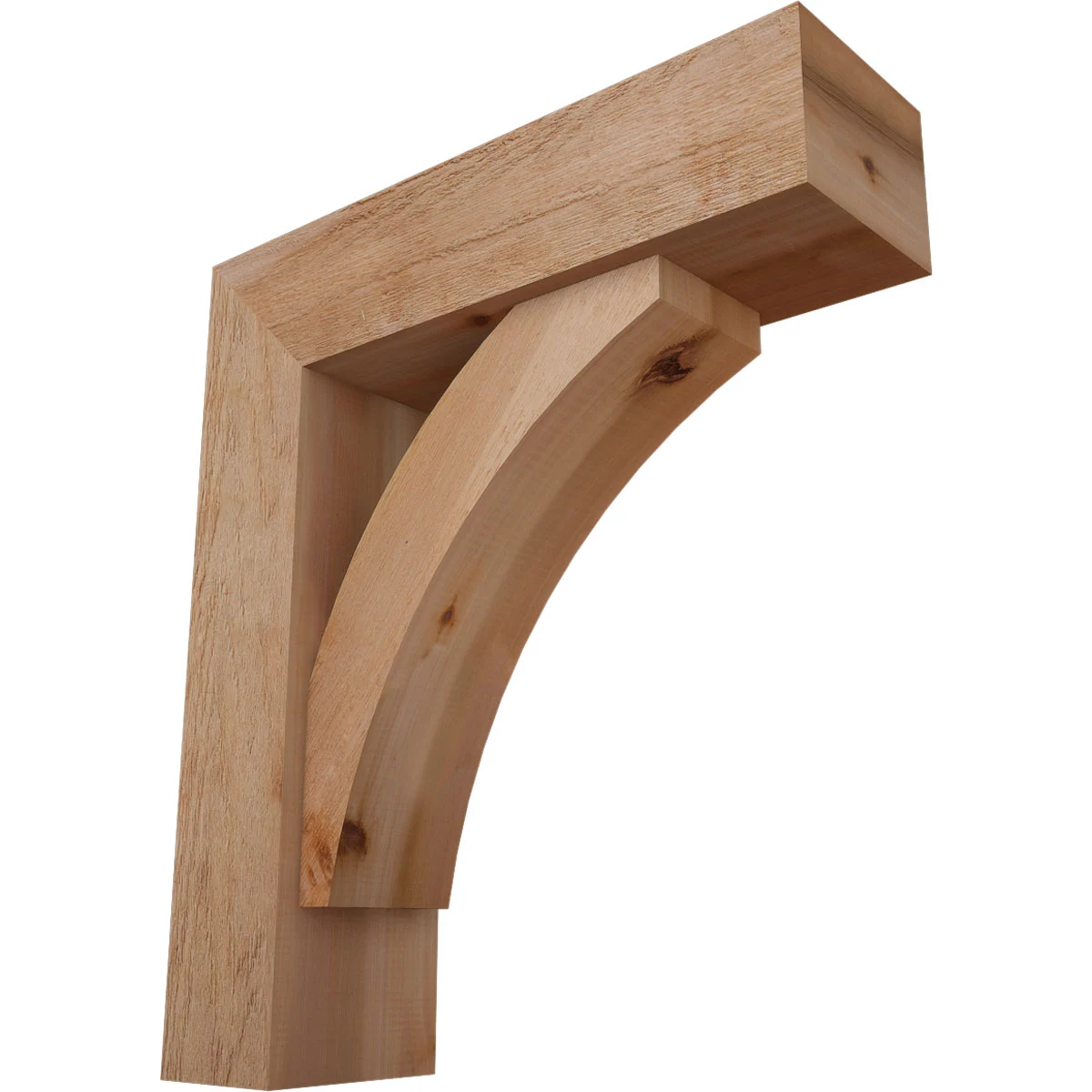 Rustic Wood Bracket W/ Offset Brace, Thorton Style, Block Ends, 8"w X 28"d X 32"h, Rough Sawn Western Red Cedar