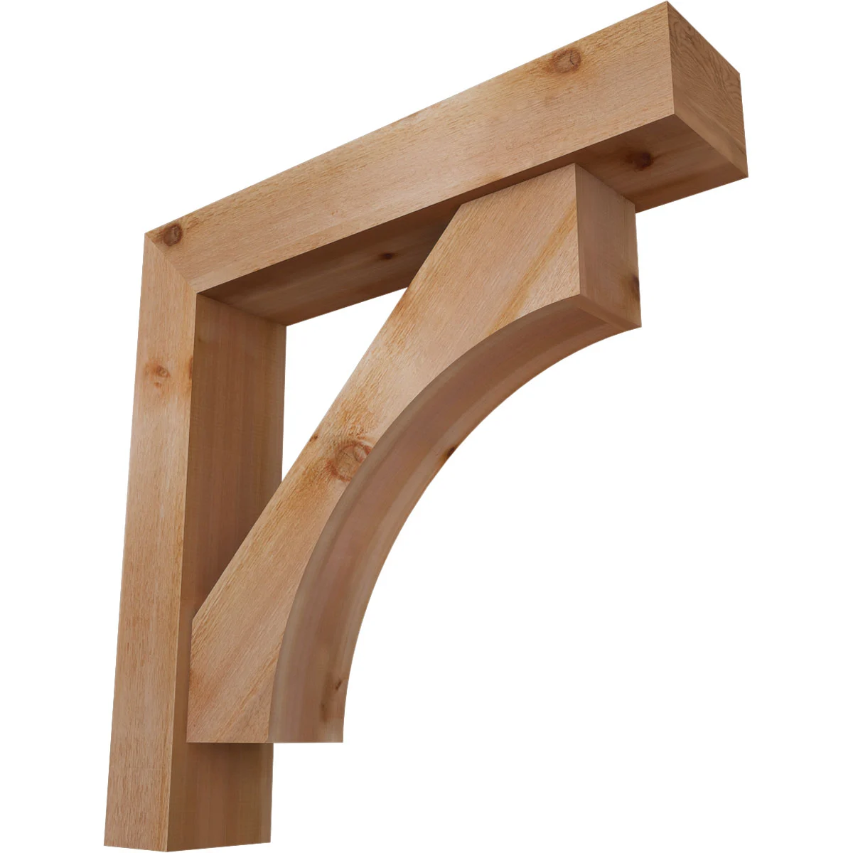 Rustic Wood Bracket W/ Offset Brace, Westlake Style, Block Ends, 8"w X 40"d X 40"h, Rough Sawn Western Red Cedar