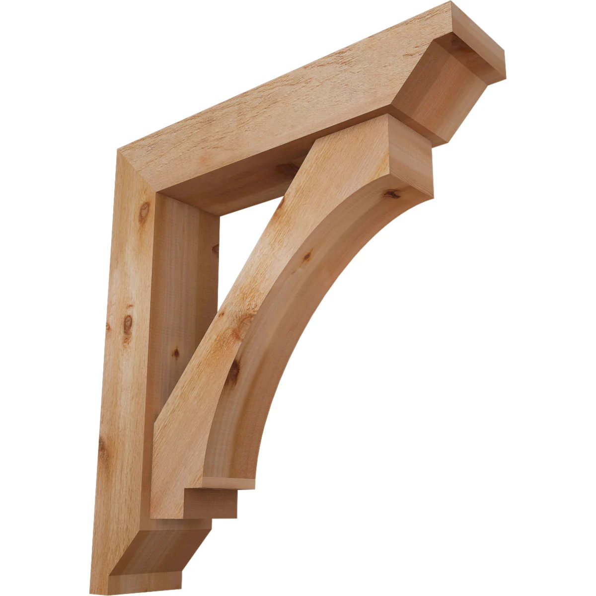Rustic Wood Bracket W/ Offset Brace, Imperial Style, Step Ends, 8"w X 36"d X 40"h, Rough Sawn Western Red Cedar