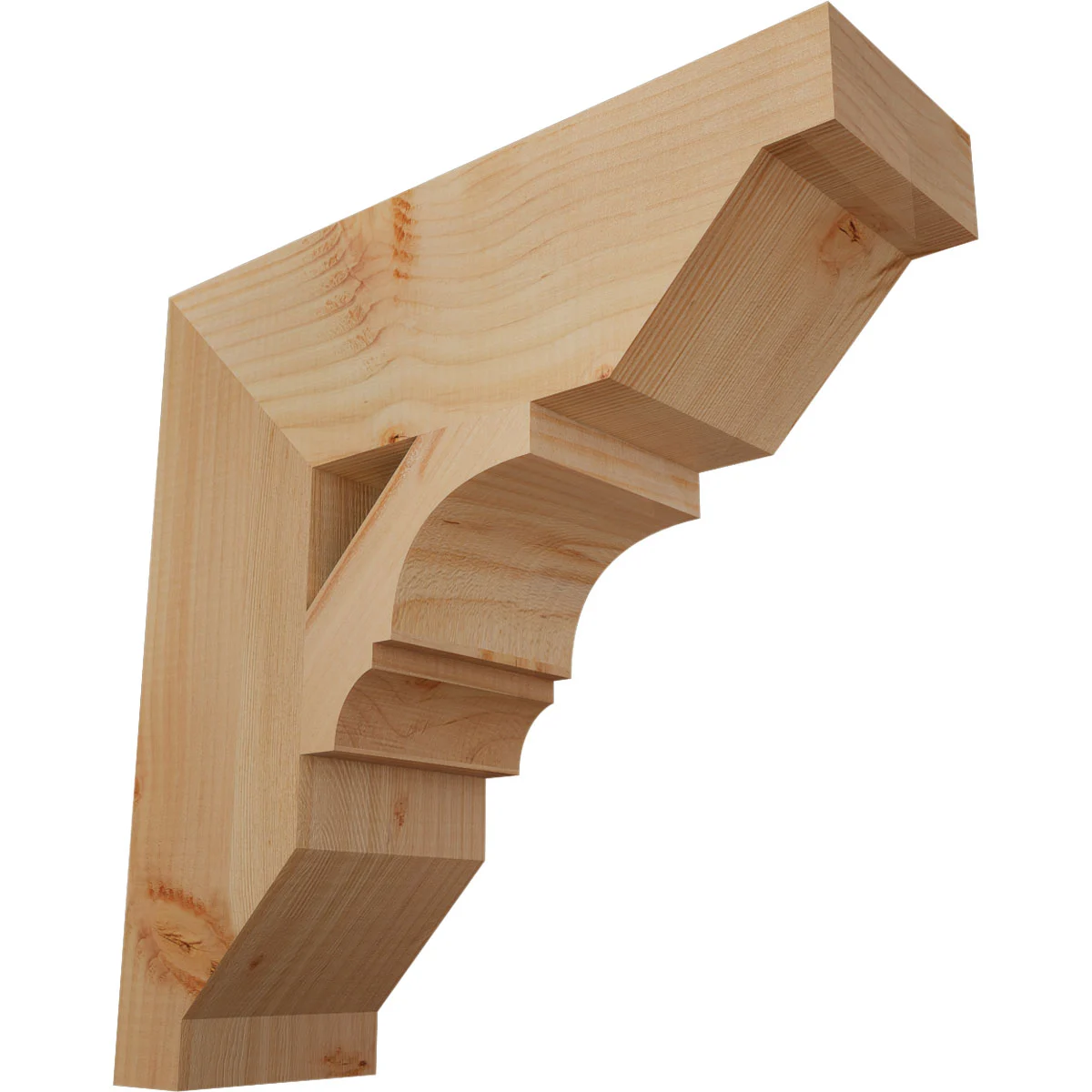 Rustic Wood Bracket, Balboa Style, Step Ends, 5 1/2"w X 18"d X 18"h, Smooth Douglas Fir