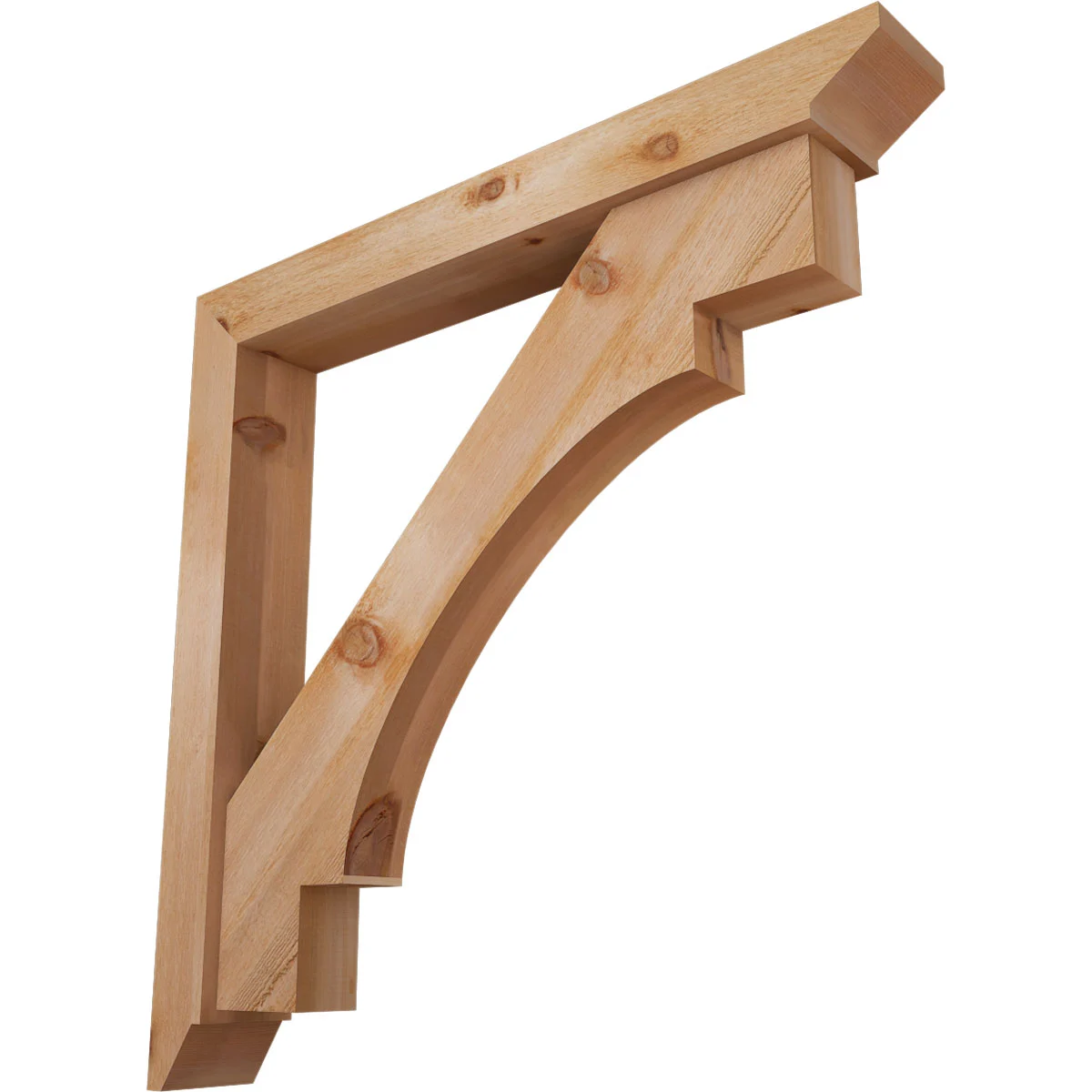 Rustic Wood Bracket W/ Offset Brace, Merced Style, Coastal Ends, 6"w X 44"d X 44"h, Rough Sawn Western Red Cedar
