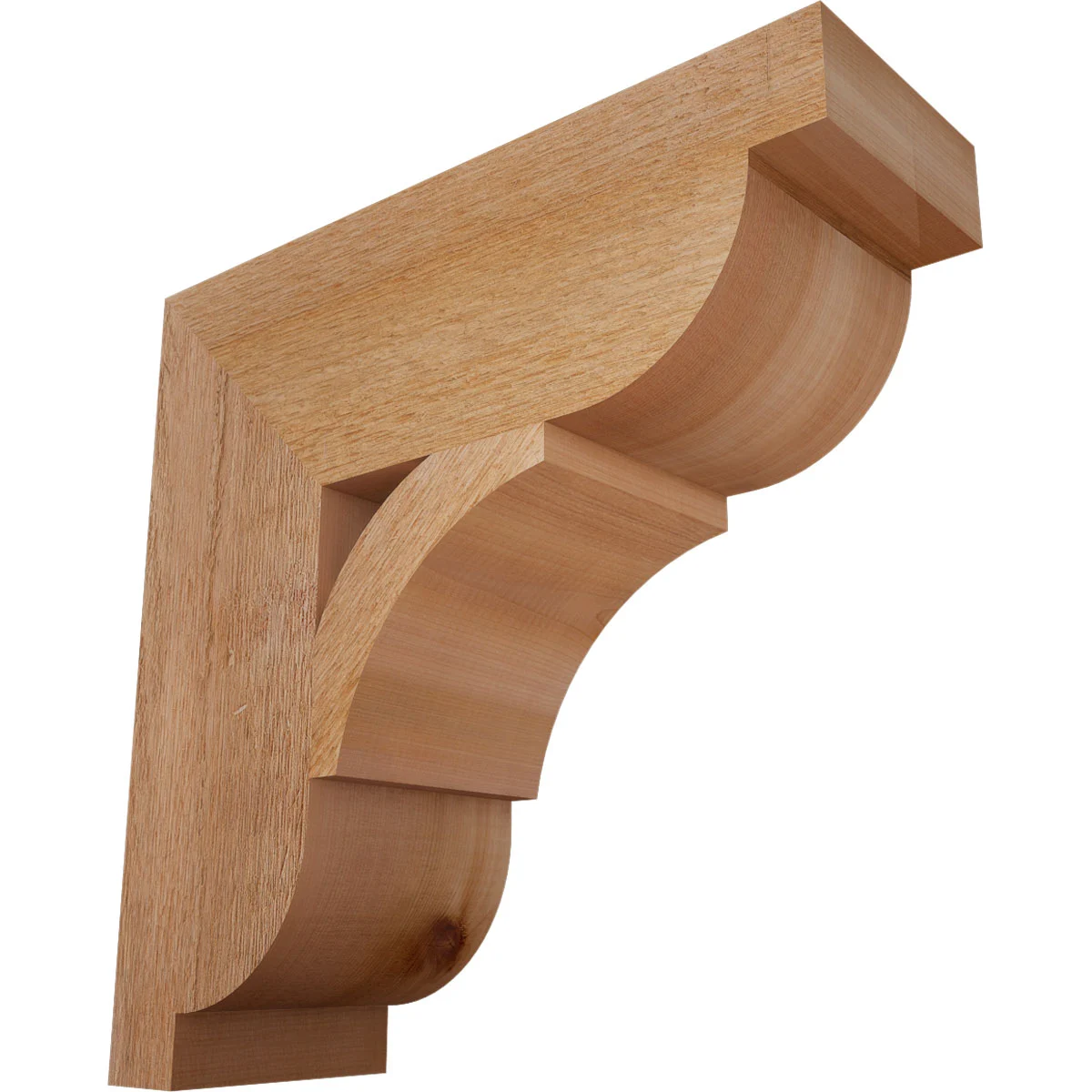 Rustic Wood Bracket, Thorton Style, Ionic Ends, 6"w X 18"d X 18"h, Rough Sawn Western Red Cedar