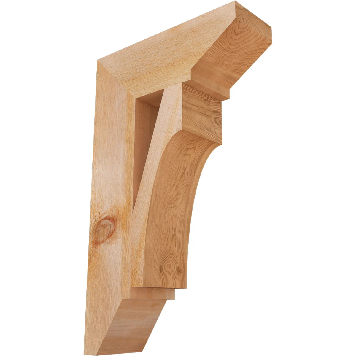 Rustic Wood Bracket, Westlake Style, Coastal Ends, 6"w X 18"d X 30"h, Rough Sawn Western Red Cedar