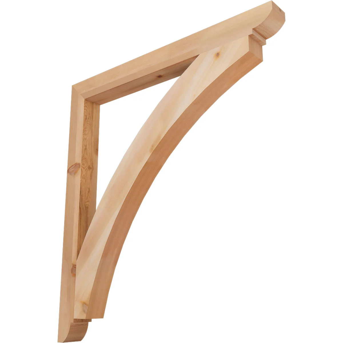 Rustic Wood Bracket, Thorton Style, Midcentury Ends, 3 ½"w X 44"d X 48"h, Smooth Western Red Cedar