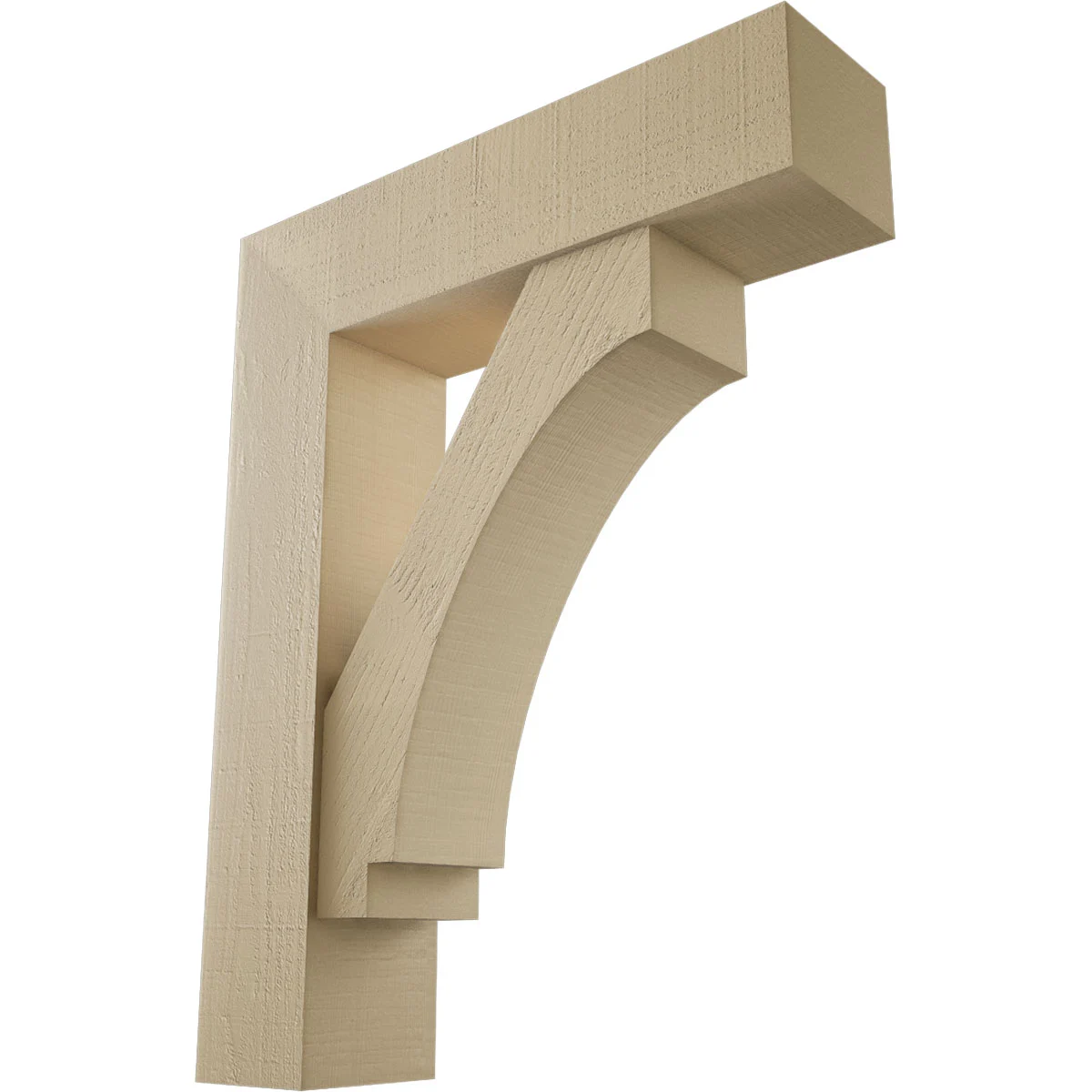 Timberthane Faux Wood Bracket W/ Offset Brace, Imperial Style, Block Ends. 7 1/2"w X 30"d X 38"h, Primed Tan