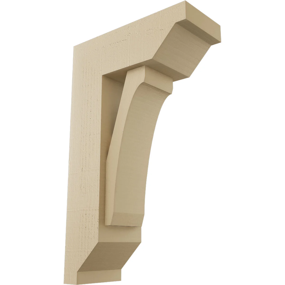 Timberthane Faux Wood Bracket W/ Offset Brace, Legacy Style, Step Ends, 8"w X 18"d X 30"h, Primed Tan