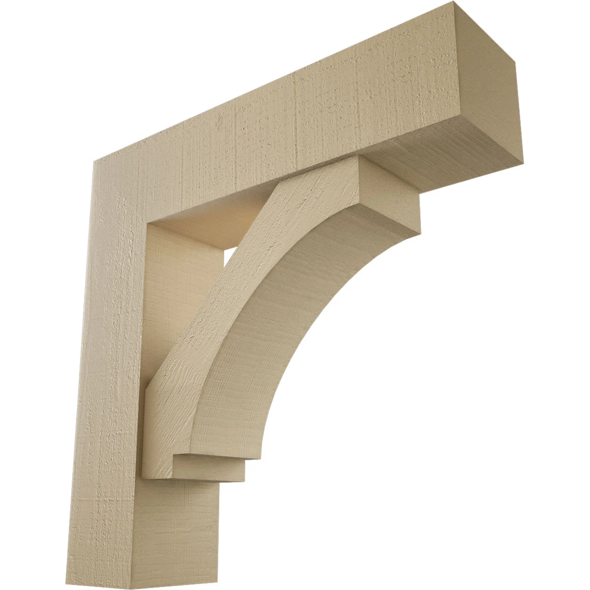Timberthane Faux Wood Bracket W/ Offset Brace, Imperial Style, Block Ends. 7 1/2"w X 30"d X 30"h, Primed Tan