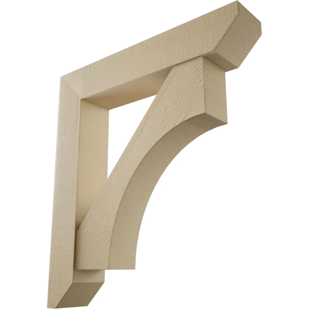 Timberthane Faux Wood Bracket W/ Offset Brace, Westlake Style, Slat Ends, 7 1/2"w X 40"d X 44"h, Primed Tan