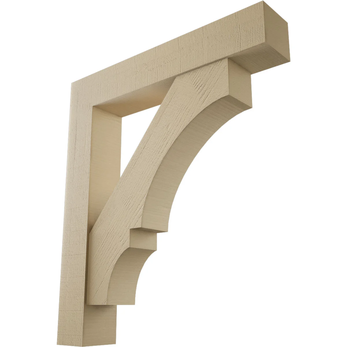 Timberthane Faux Wood Bracket W/ Offset Brace, Balboa Style, Block Ends. 7 1/2"w X 42"d X 48"h, Primed Tan