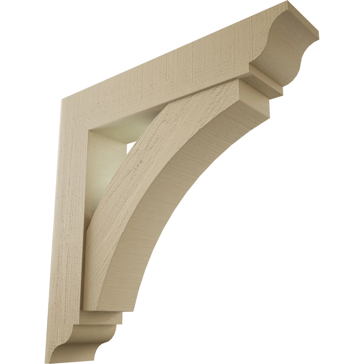 Timberthane Faux Wood Bracket W/ Offset Brace, Thorton Style, Traditional Ends, 8"w X 40"d X 40"h, Primed Tan