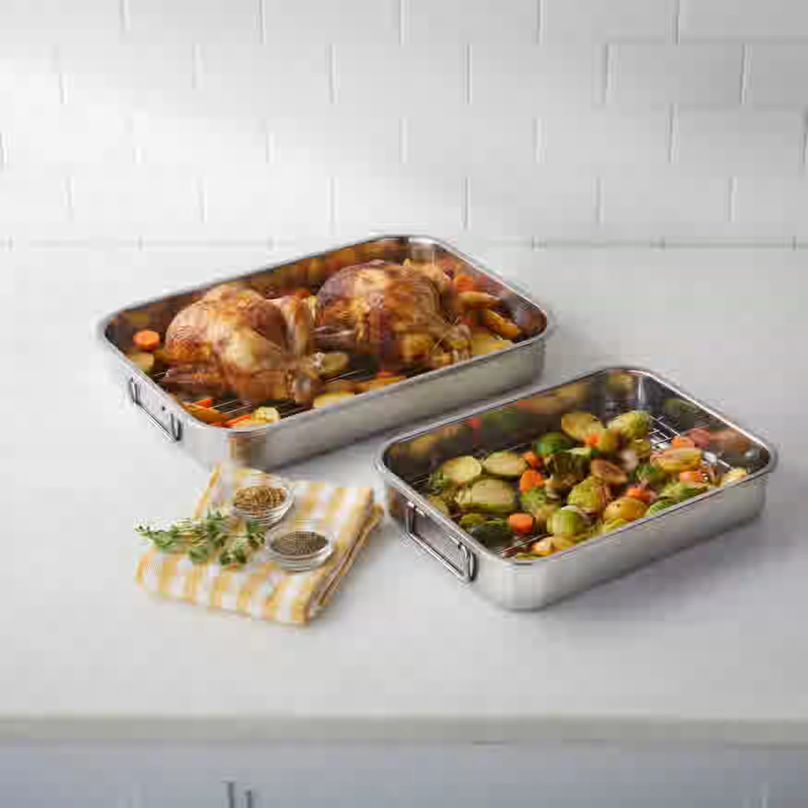 Stainless Steel Lasagna Pan & Roaster Set, Stainless Steel