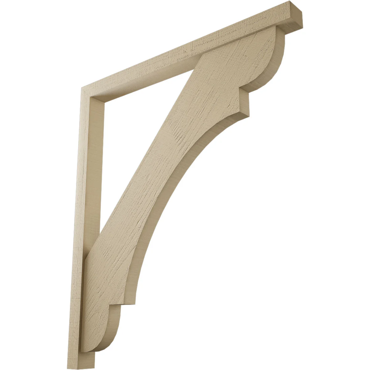 Timberthane Faux Wood Bracket W/ Offset Brace, Olympic Style, Block Ends. 3 1/2"w X 42"d X 48"h, Primed Tan