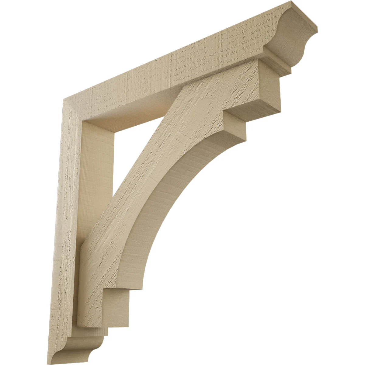 Timberthane Faux Wood Bracket W/ Offset Brace, Merced Style, Traditional Ends, 4"w X 24"d X 24"h, Primed Tan