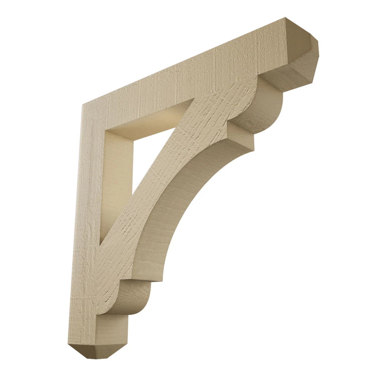Timberthane Faux Wood Bracket, Olympic Style, Craftsman Ends, 4"w X 26"d X 26"h, Primed Tan