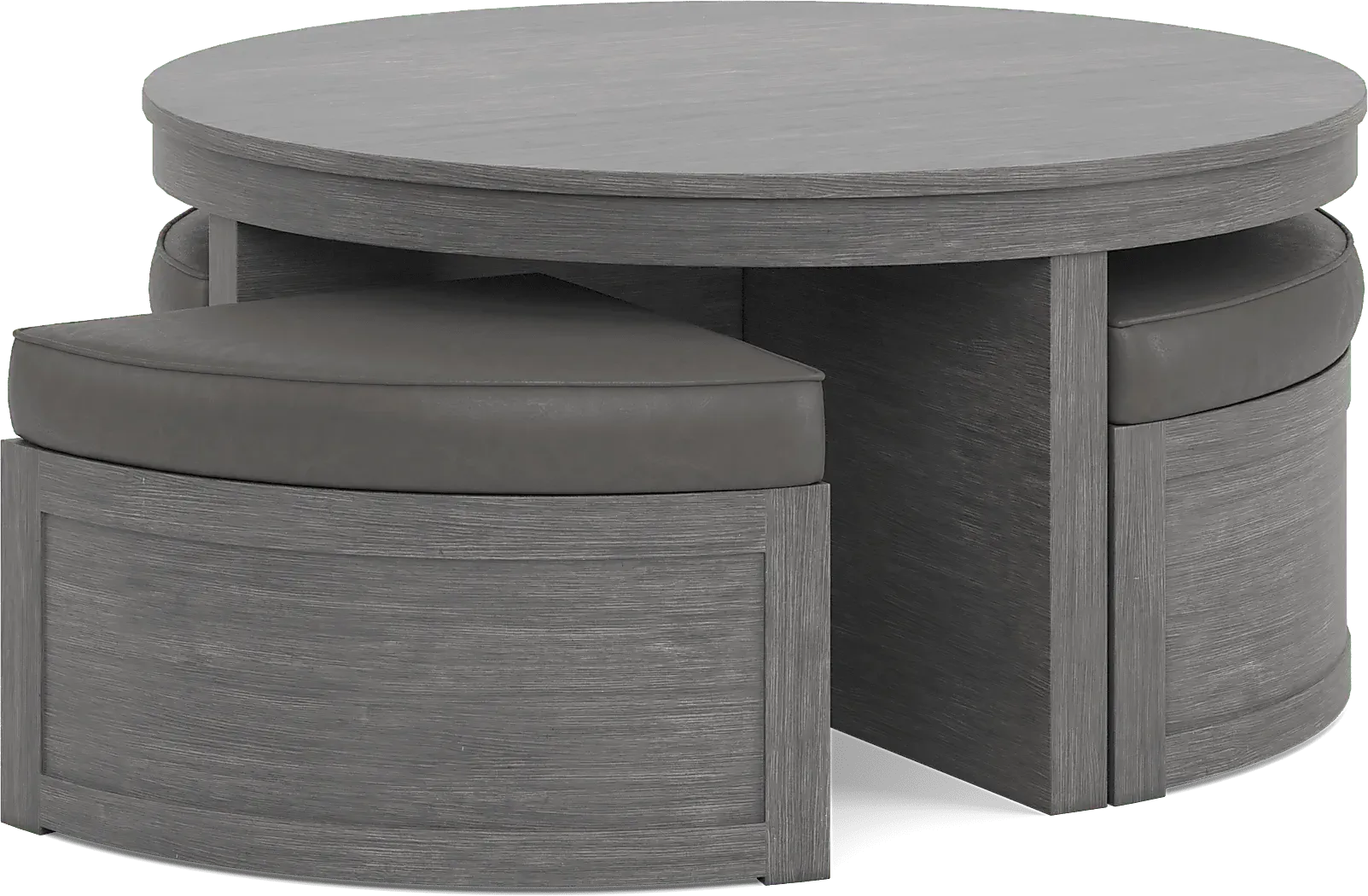 Darien Gray Cocktail Table With Storage Ottomans