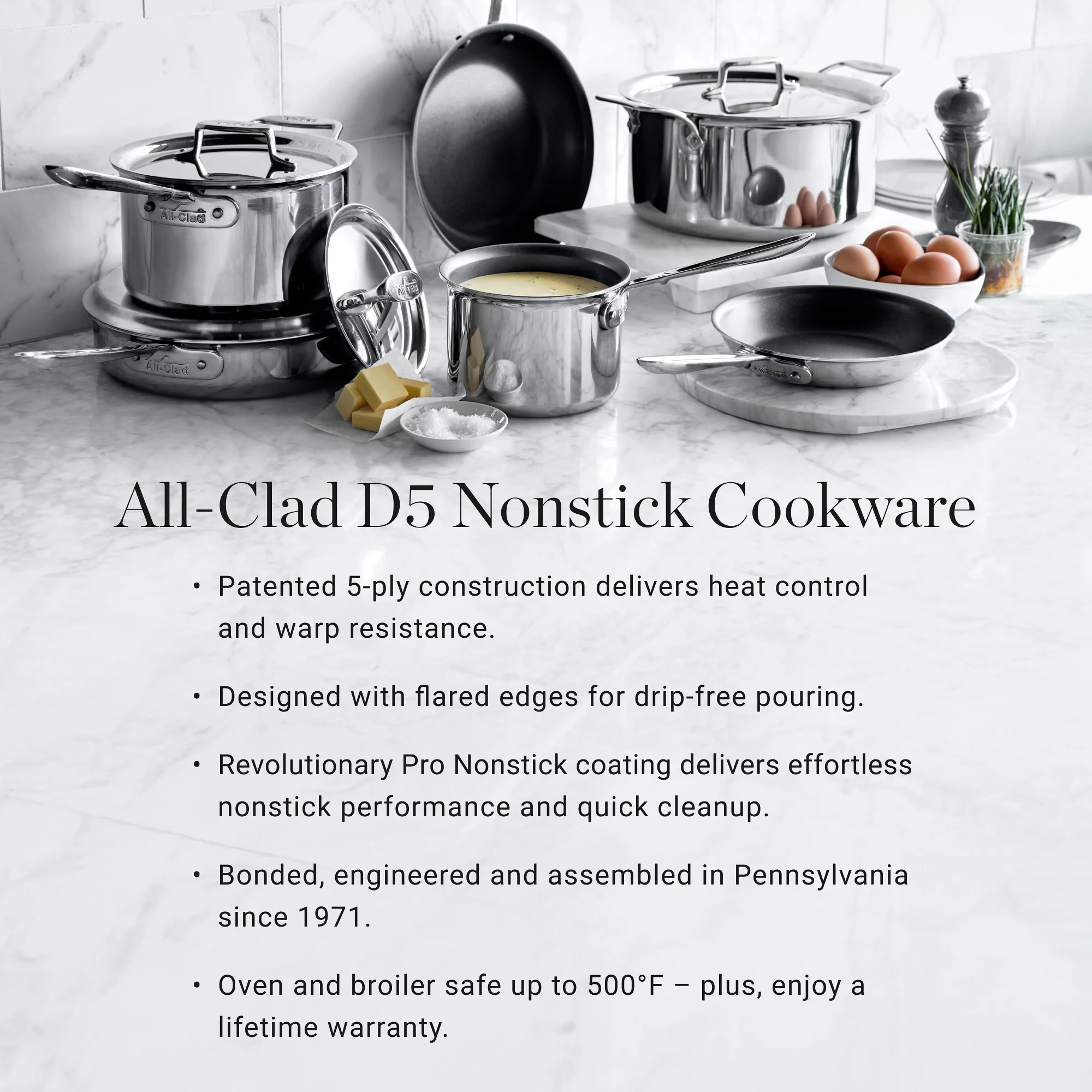 All‑clad D5 Stainless Steel 10‑piece Cookware Set And Stainless Steel Nonstick Fry Pan Set