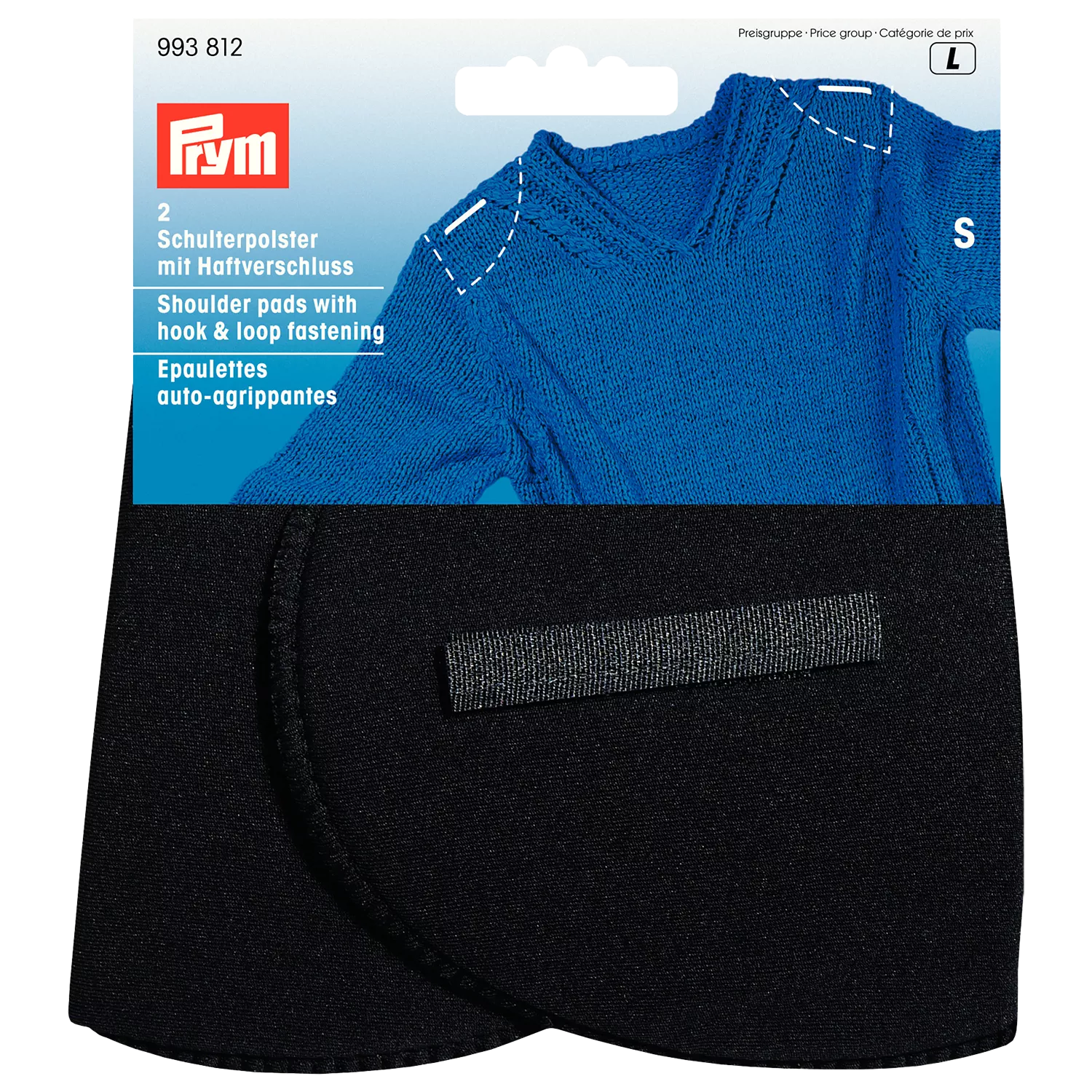 Prym Black Set-in Shoulder Pads With Hook And Loop, Small