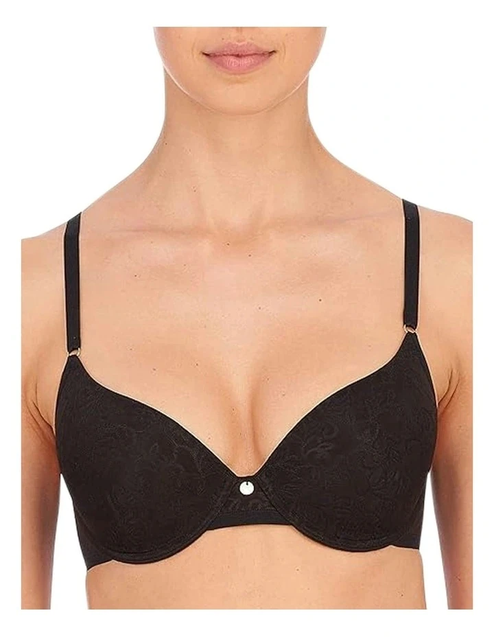 Natori Jacquard Lace Wired Contour T‑sh‑tie Bra In Black