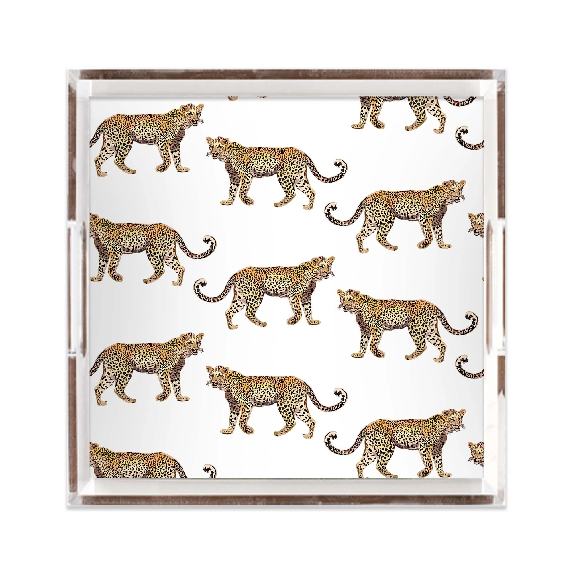 Cheetahs Lucite Tray - White/12x12