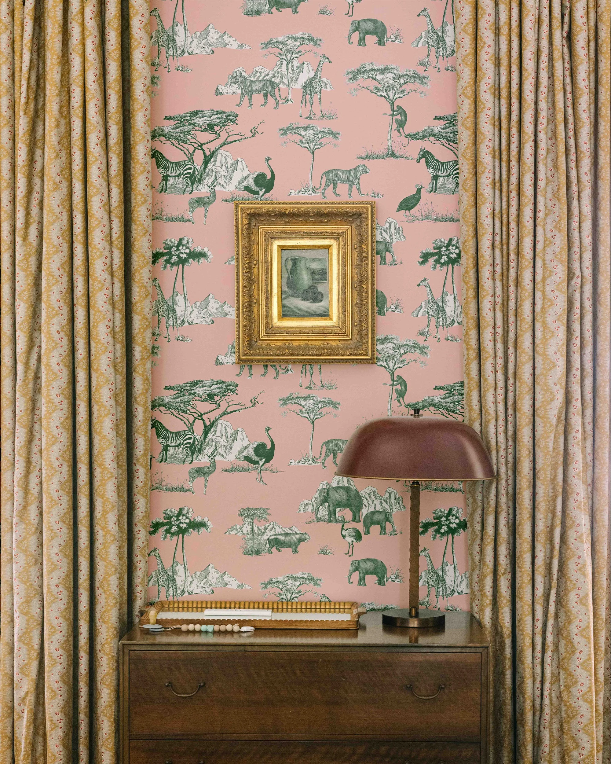 Safari Toile Traditional Wallpaper
