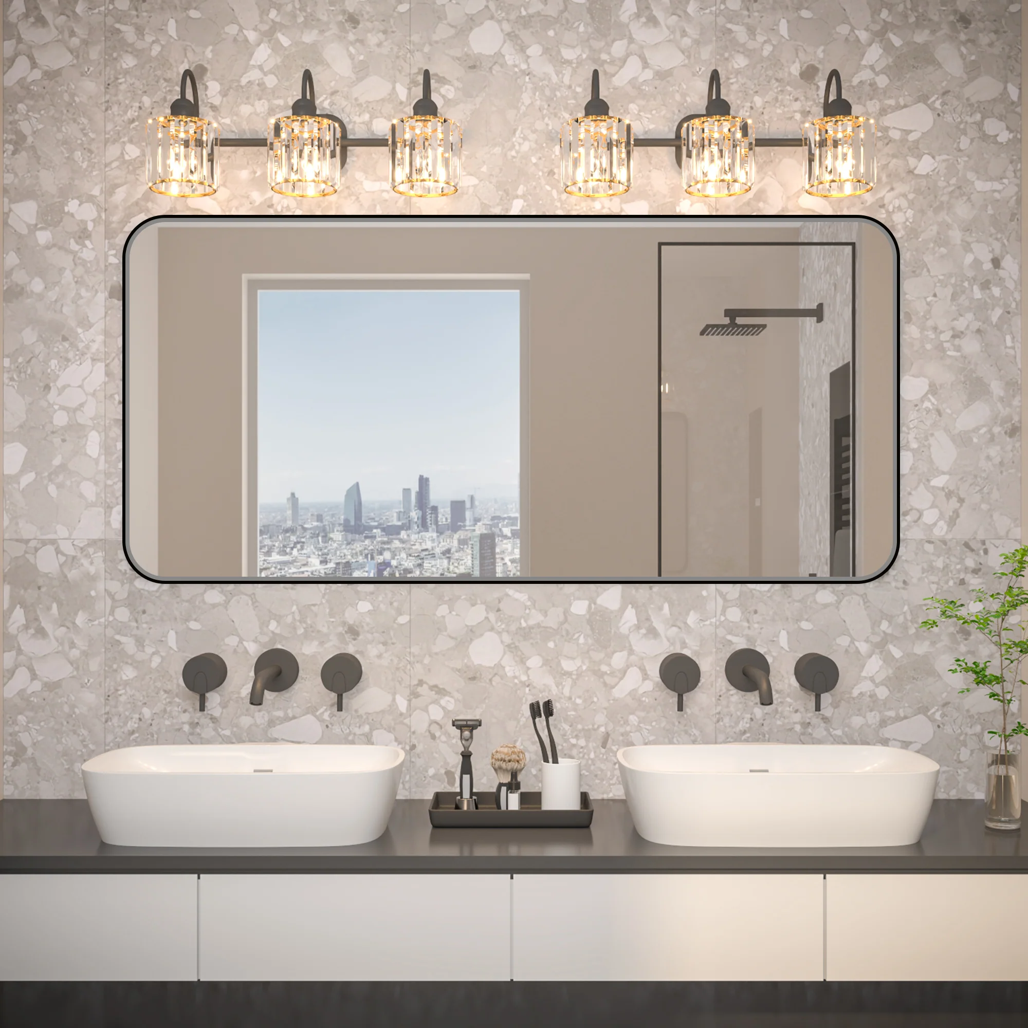 Noir 60" X 28" Vanity Mirror – Modern, Elegant, Rectangular Wall Mirror With Tempered Glass, Shatterproof, Rust-resistant, Matte Black Frame For Bathroom, Living Room & Hallway