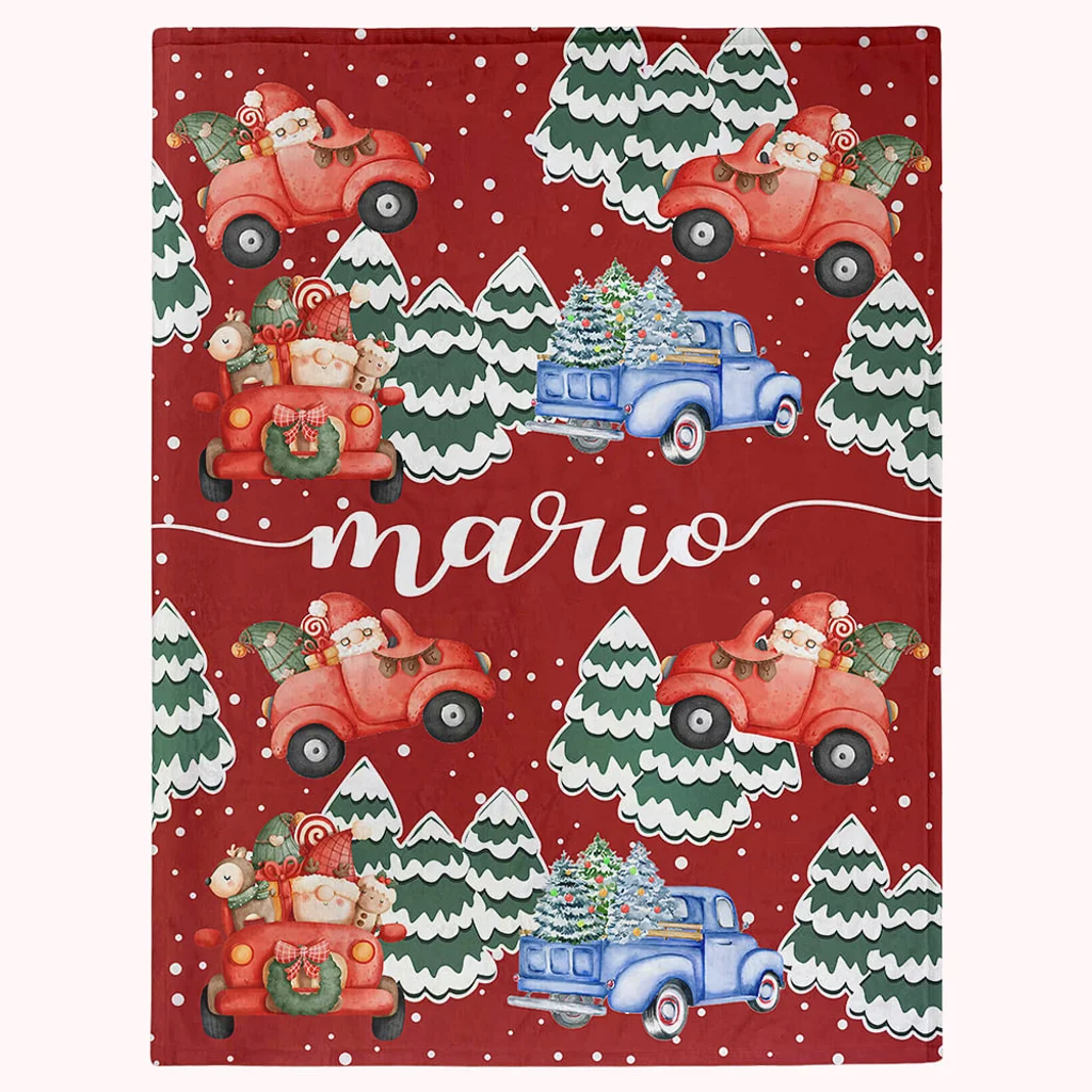 Couverture De Noël En Flanelle Douce Personnalisée Avec Nom Père Noël