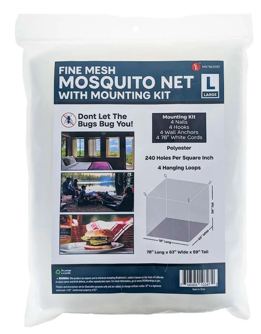 Fine Mesh Polyester Mosquito Nets - 78" X 63" X 59"
