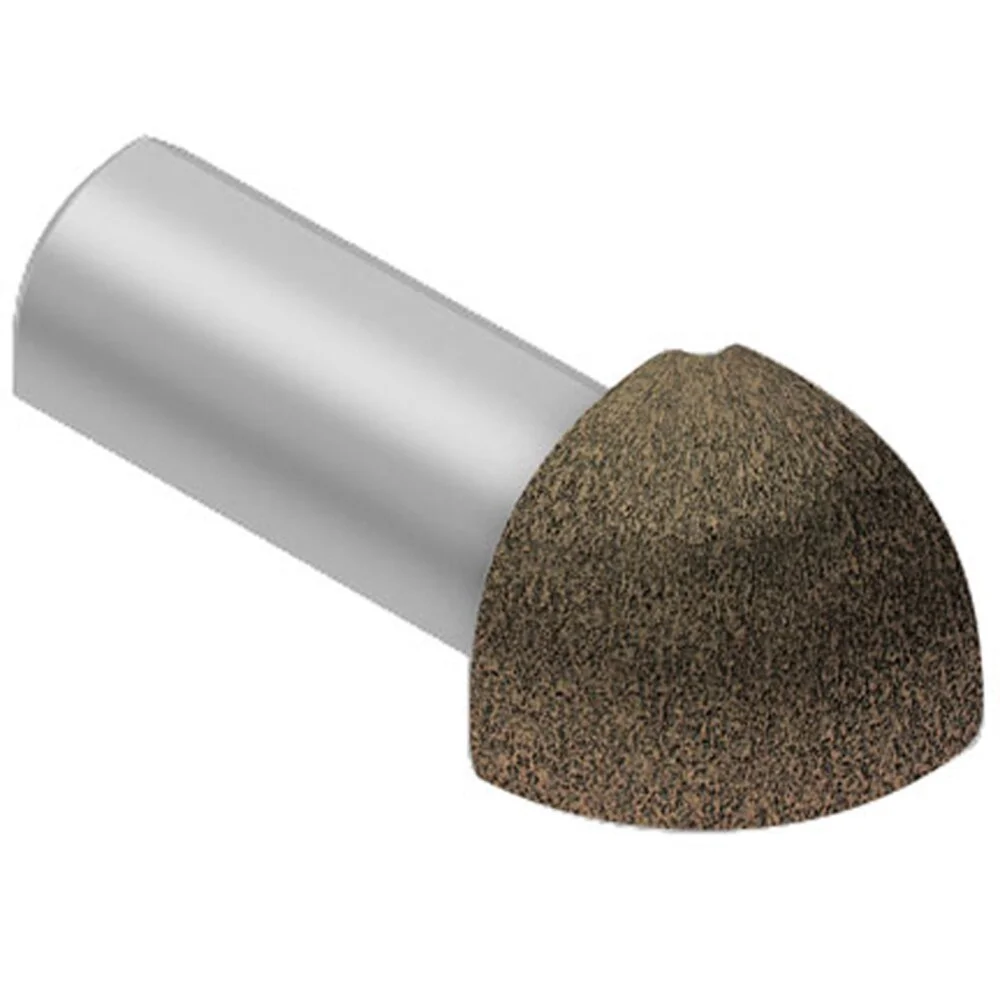 Schluter Systems Rondec 0.5-in W X 1-in L Bronze Textured Color‑coated Aluminum Outside Corner Tile Edge Trim (ev/ro125tsob)