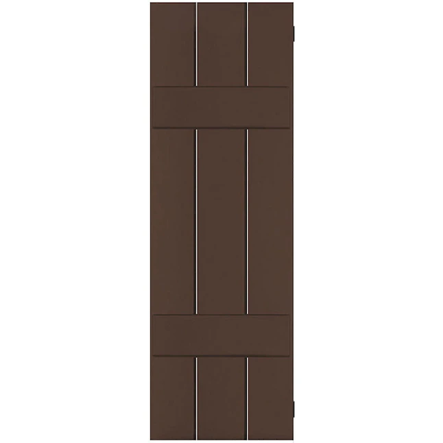 Ekena Millwork 12-in W X 50-in H Tudor Brown Board And Batten Wood Exterior Shutters ( 2 -pack )